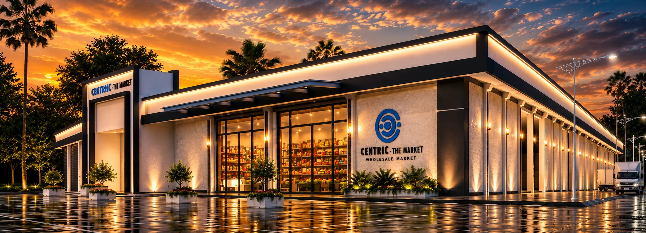 Corner view of Centric The Market wholesale market
